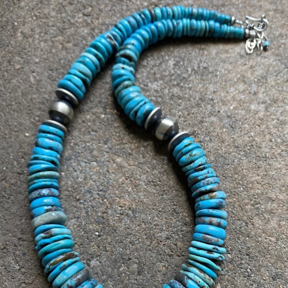 Sterlingsilver Graduatedblue Turquoisebeadnecklace - image 2